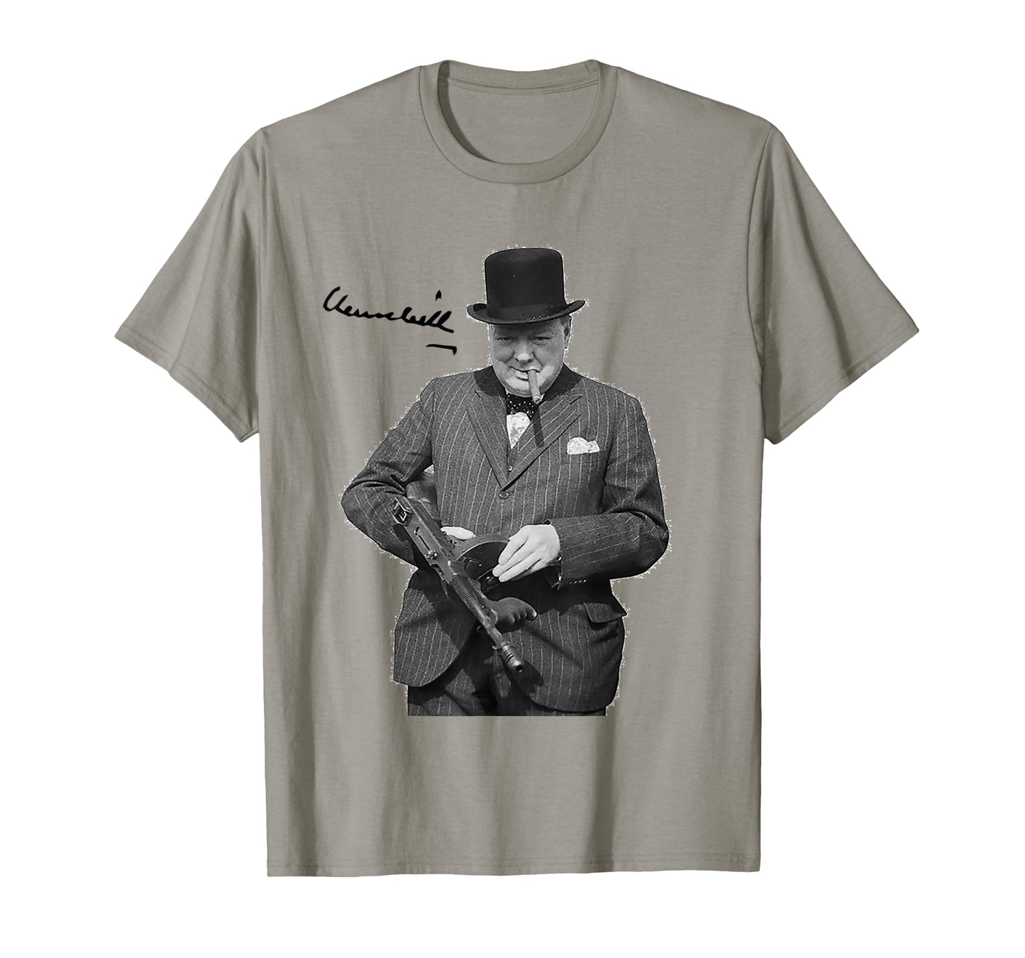 Winston Churchill with Tommy Gun European Hero t-Shirt T-Shirt