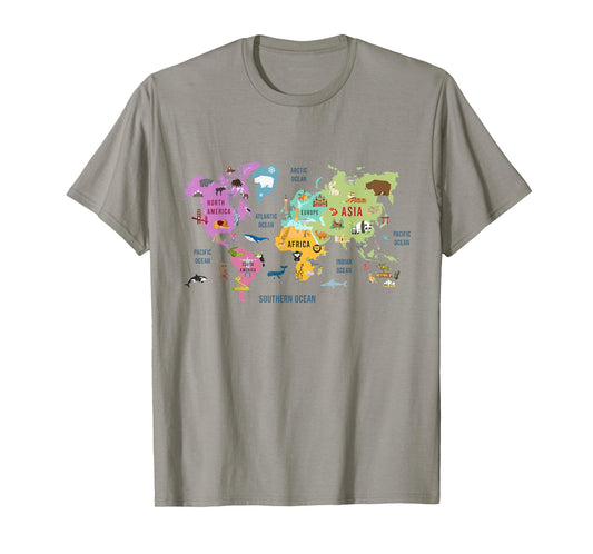 Countries Flags Girls, World maps Kids, World maps Boys. T-Shirt