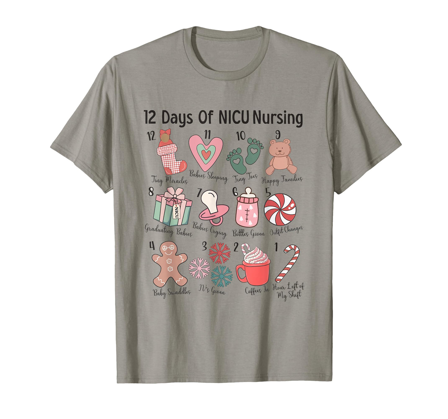 12 Days of NICU Nursing NICU Christmas Neonatal ICU Nurse T-Shirt