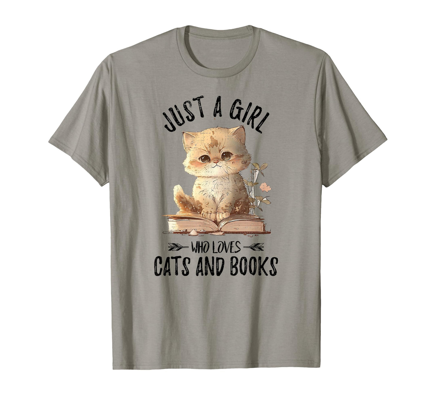 Just A Girl Who Loves Cats And Books, Kitties Pet Art Lover T-Shirt
