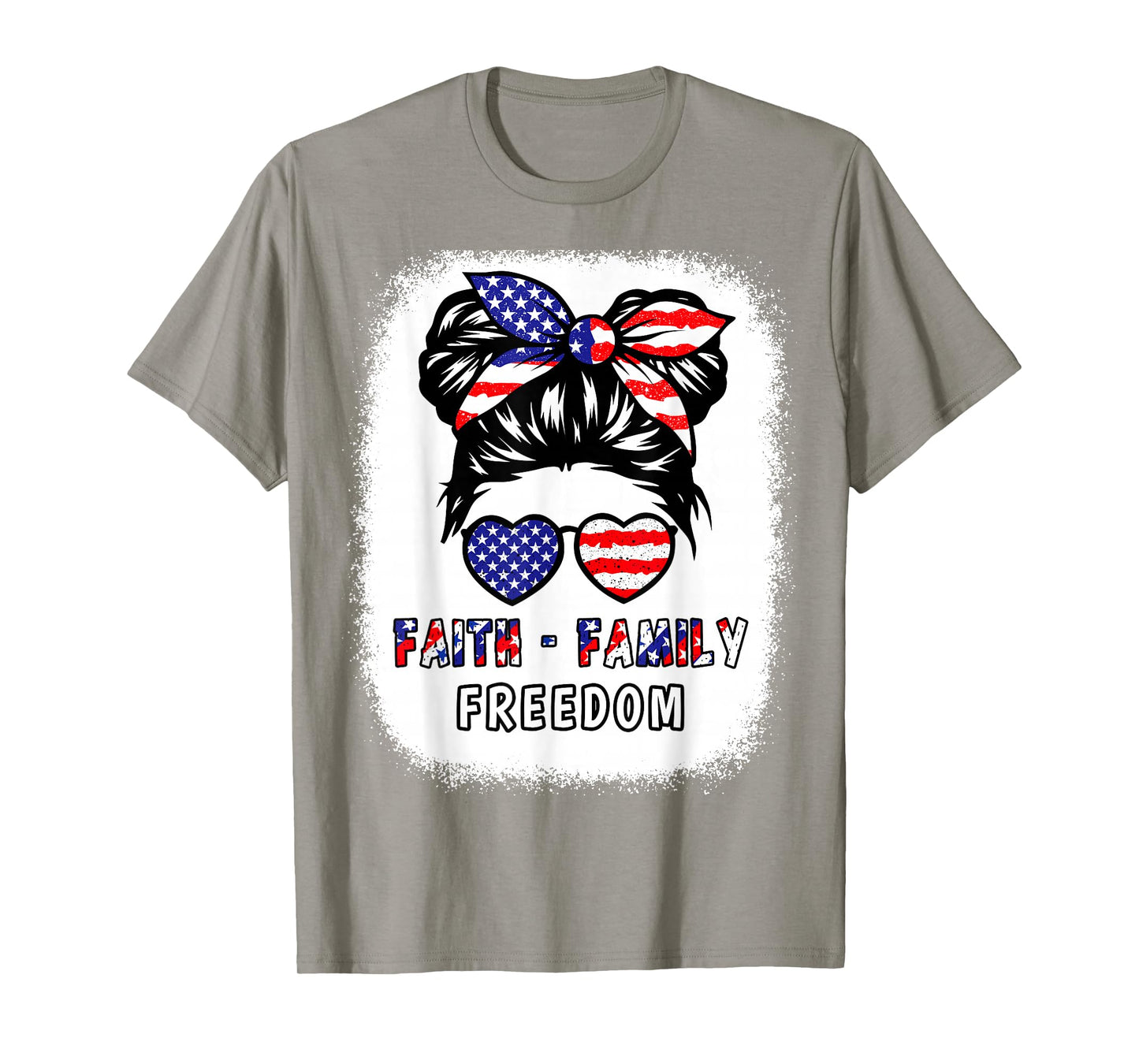 Faith Family Freedom Patriotic Christian Girls American Flag T-Shirt