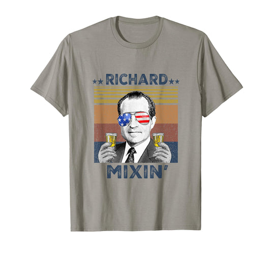 Retro Richard Mixin President drinking 4th of July T-Shirt for Women Men