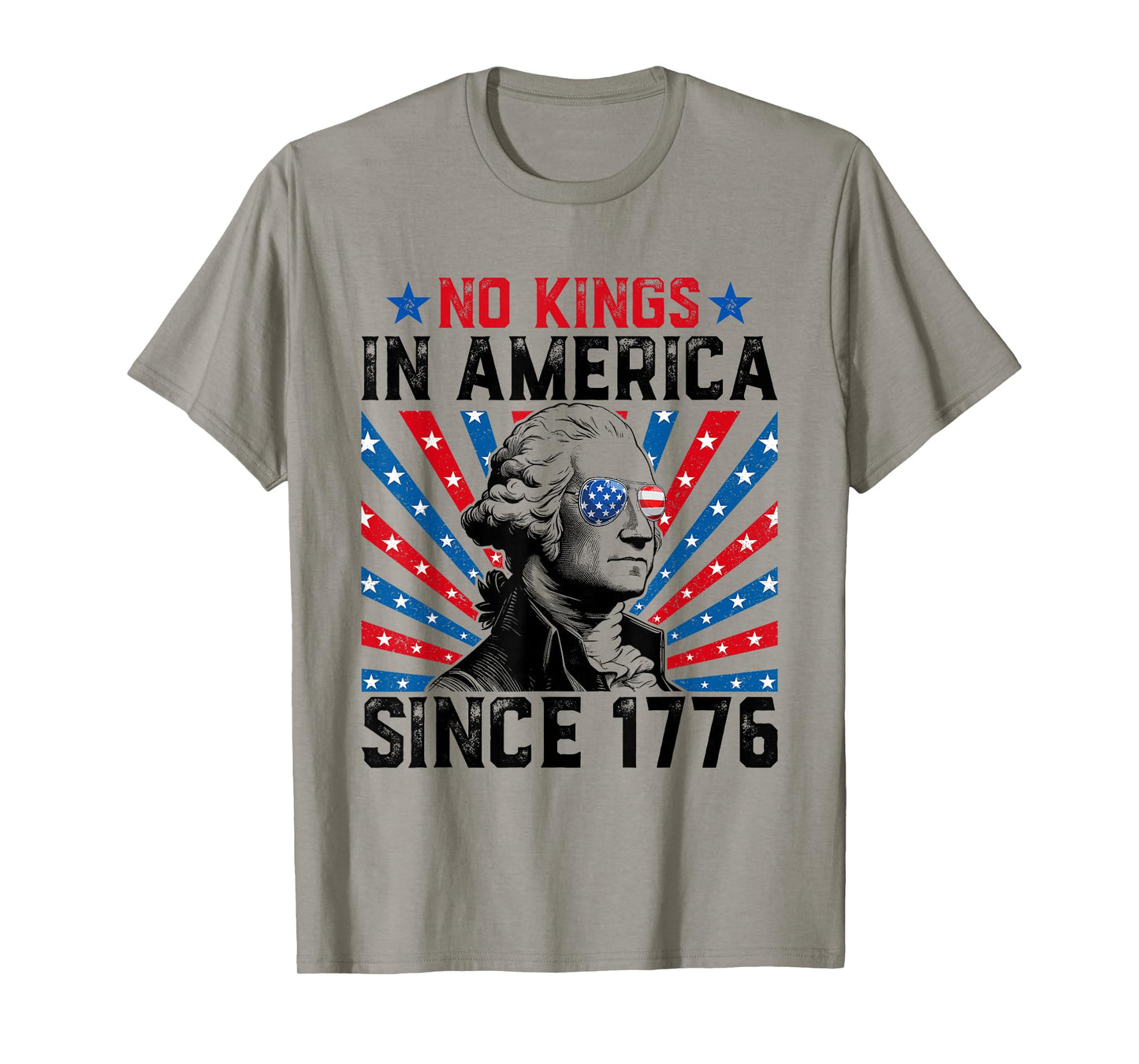 No Kings in America Since 1776 Distressed USA Flag Vintage T-Shirt