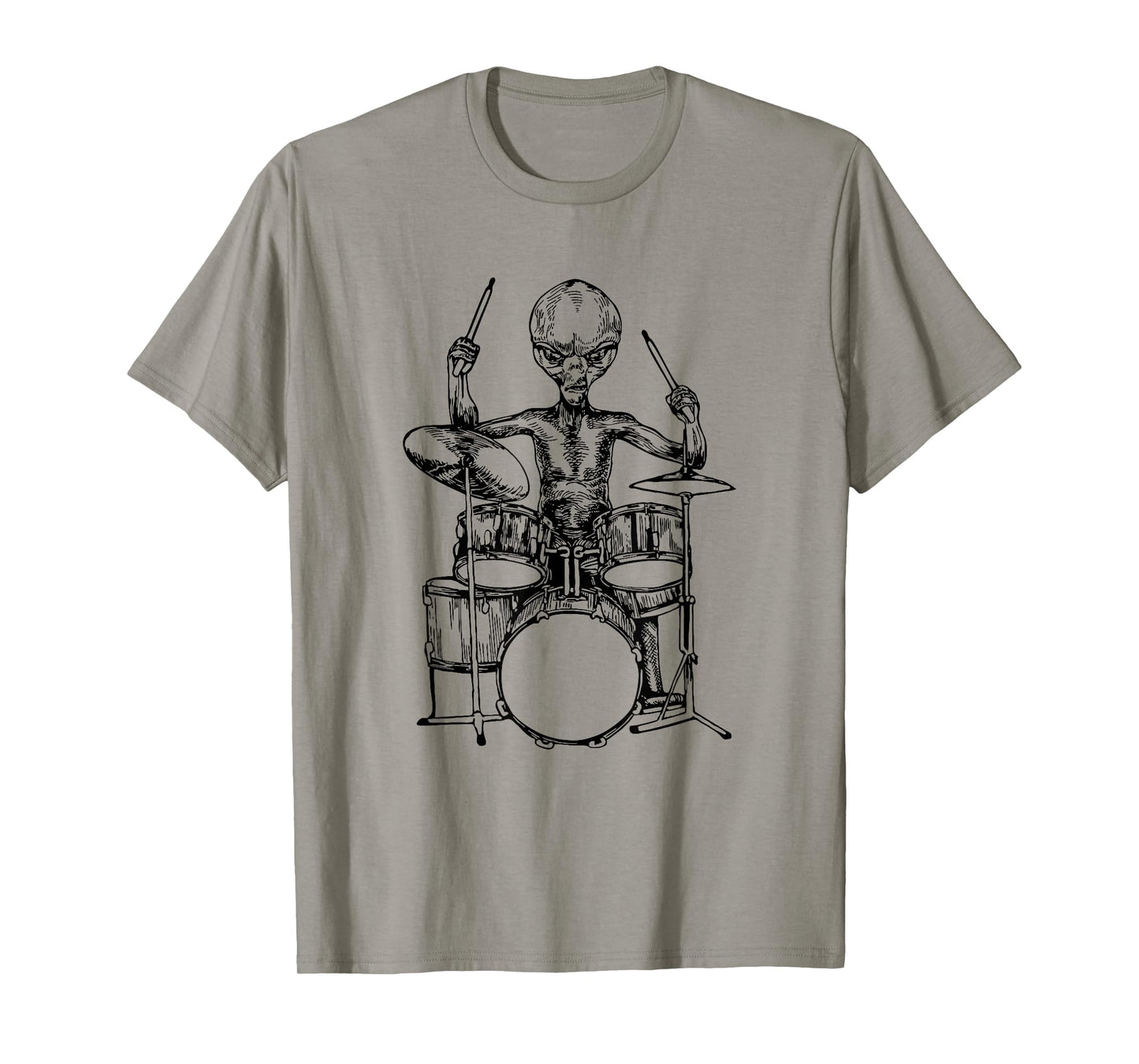 Alien Playing Drums Funny Space Drummer Rock Musician T-Shirt