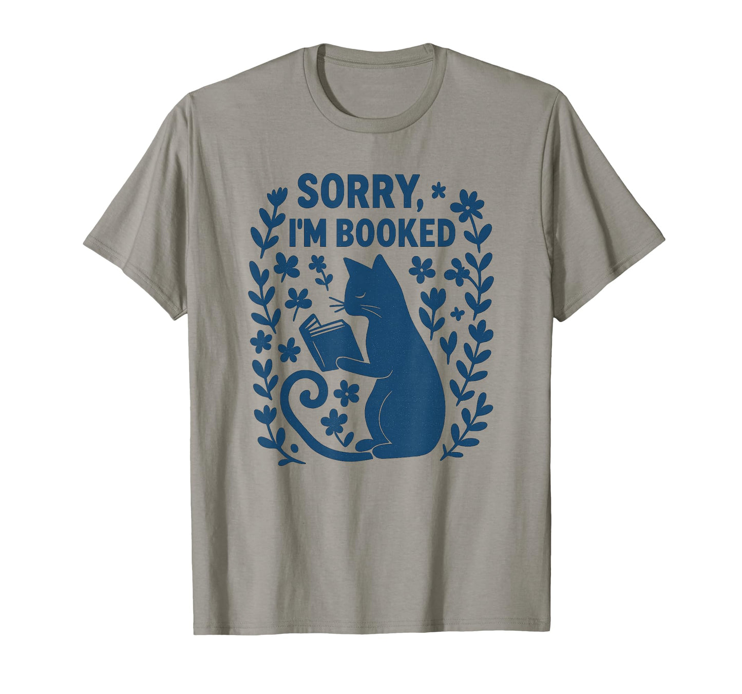 Sorry I'm Booked Cat Reading Book Boho Flowers Vintage T-Shirt