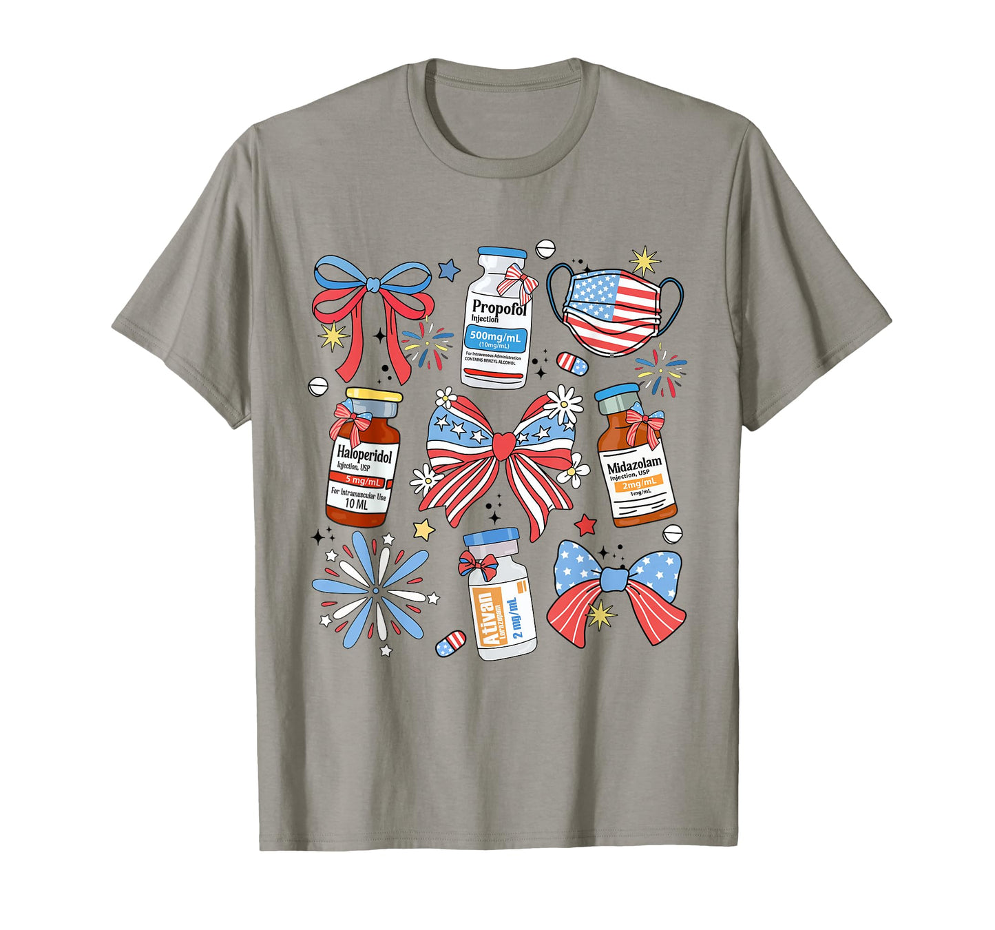 Coquette Bow 4th of July Nurse Girly Pharmacy ICU Nurse CRNA T-Shirt