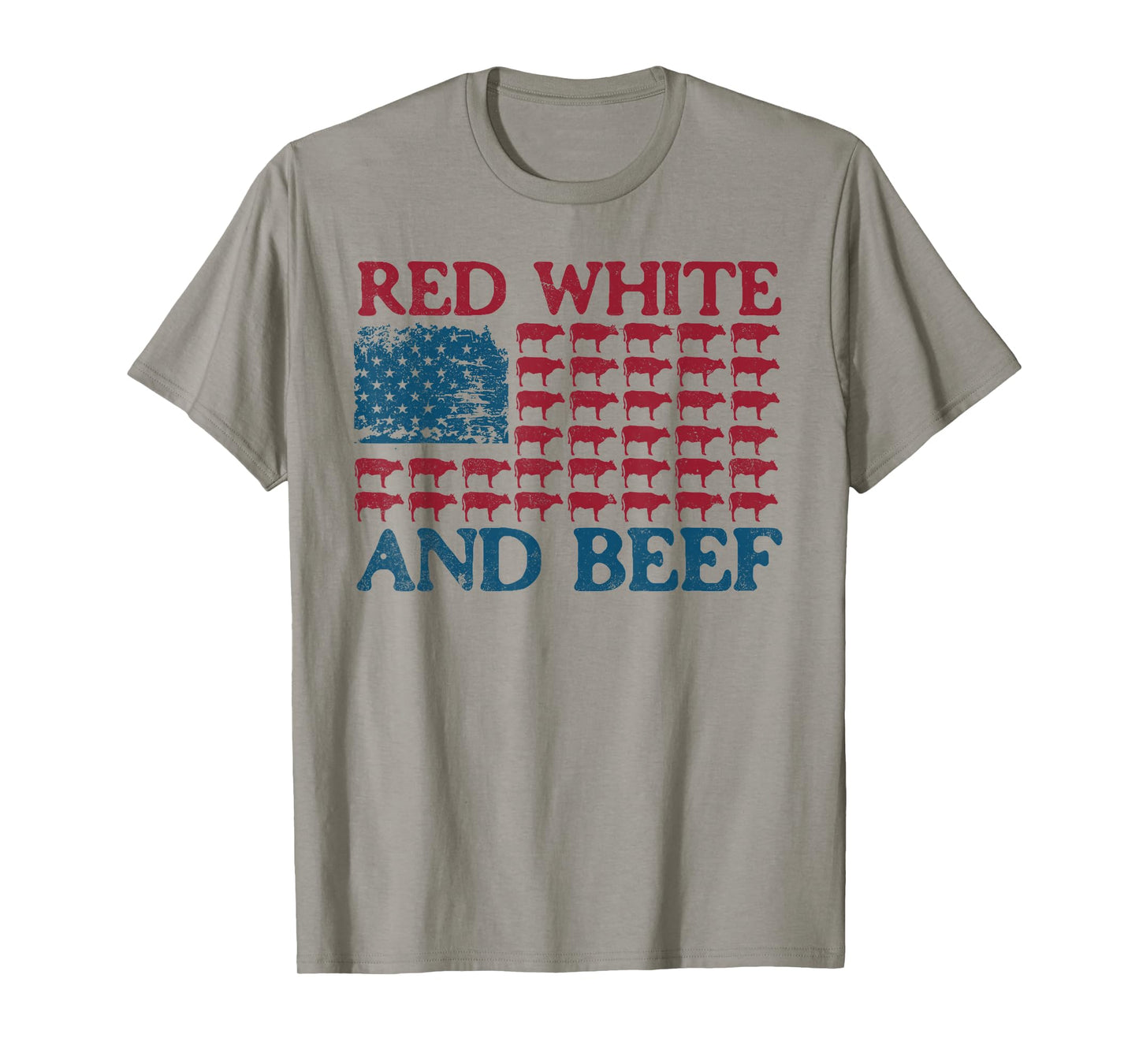 Red White And Beef 4th Of July Cattle American Flag Cow T-Shirt