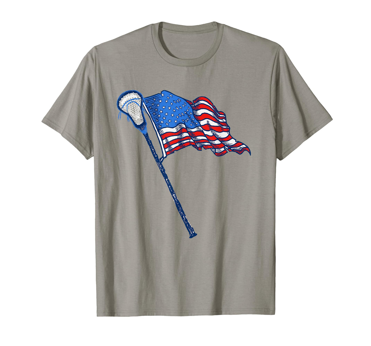 Retro USA American Flag Lacrosse Stick 80's Style T-Shirt