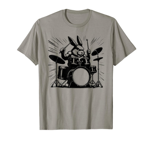 Drumming Rabbit Drummer Drums Music Rock Band T-Shirt