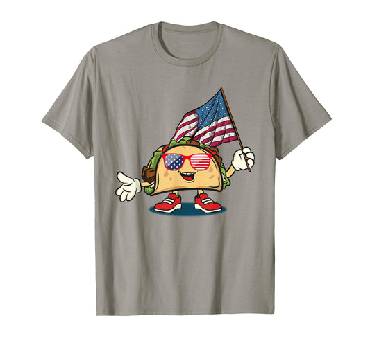 Taco Sunglasses American Flag Funny 4th Of July Patriotic T-Shirt