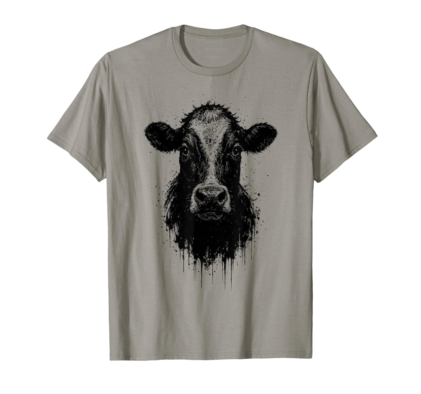 Cow Ink Art Country Farm Rustic Animal Portrait Edgy Grunge T-Shirt