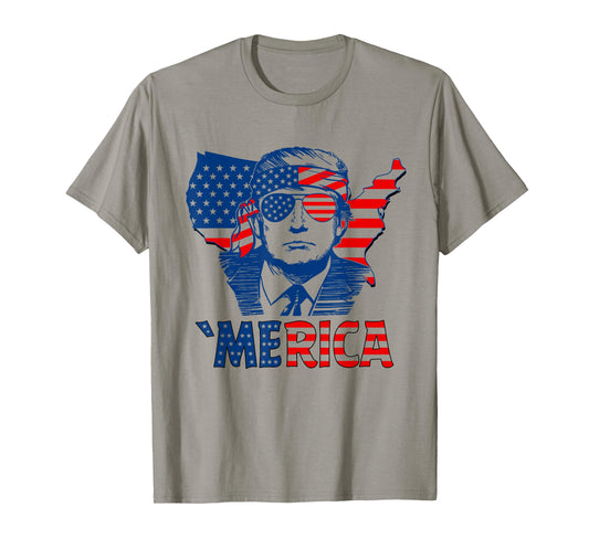 'Merica Trump Happy 4th of July Trump Patriot American Flag T-Shirt