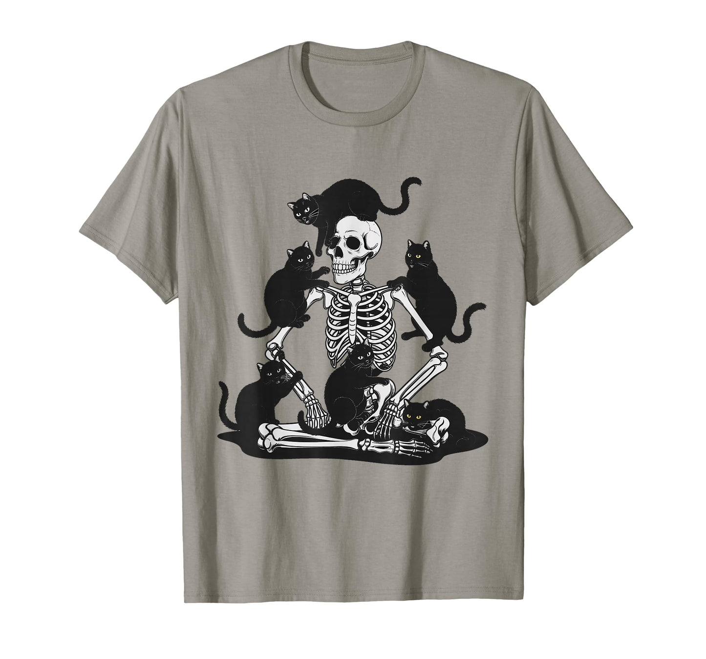 Spooky Skeleton With Black Cats Shirt Cute Skull Cat Kitty T-Shirt