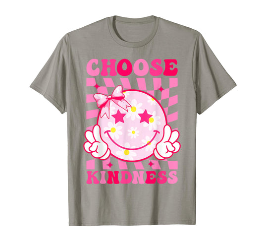 Choose Kindness Smile Face Groovy Be Kind Inspirational Kids T-Shirt