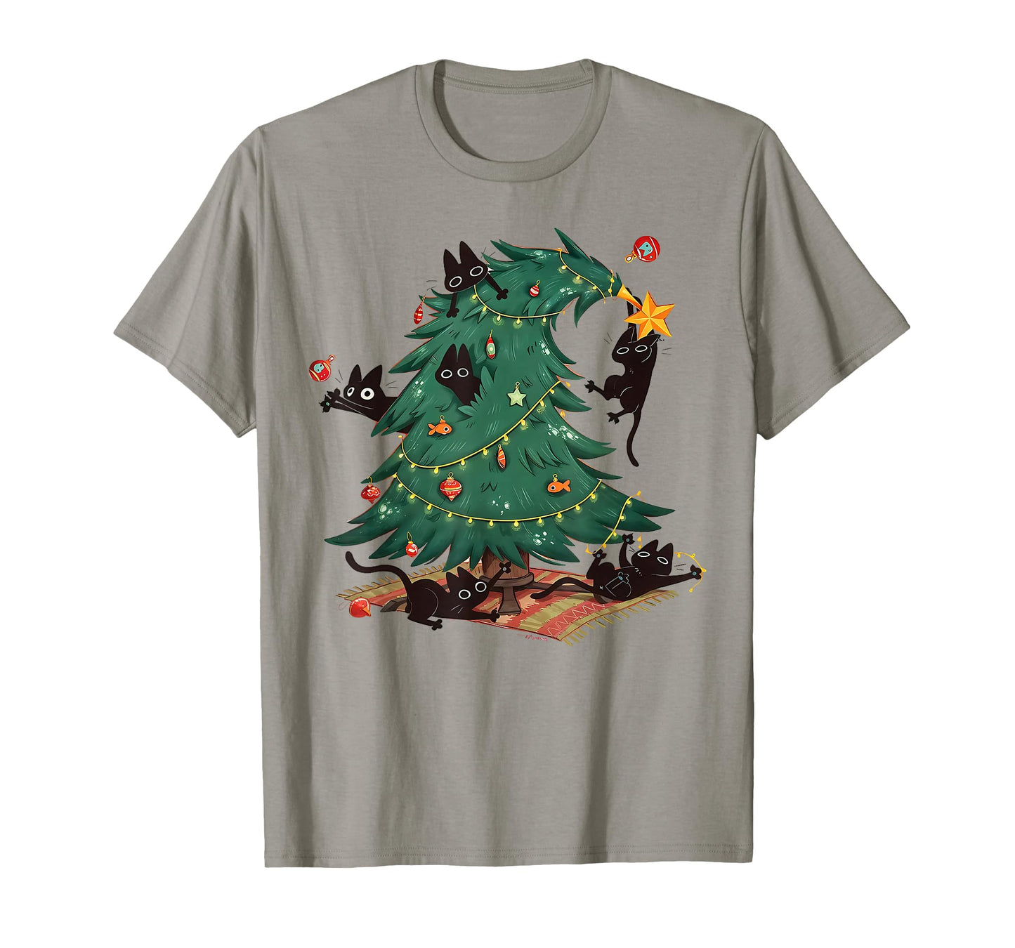 Black Cats Decorating Christmas Tree Funny Cat Lover Holiday T-Shirt