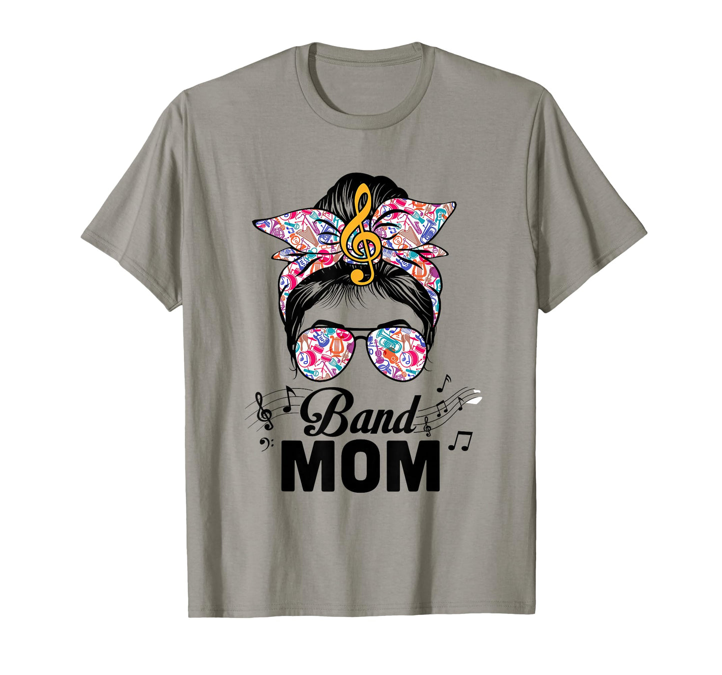 Band Mom Marching Band Design Messy Bun Hair Woman T-Shirt