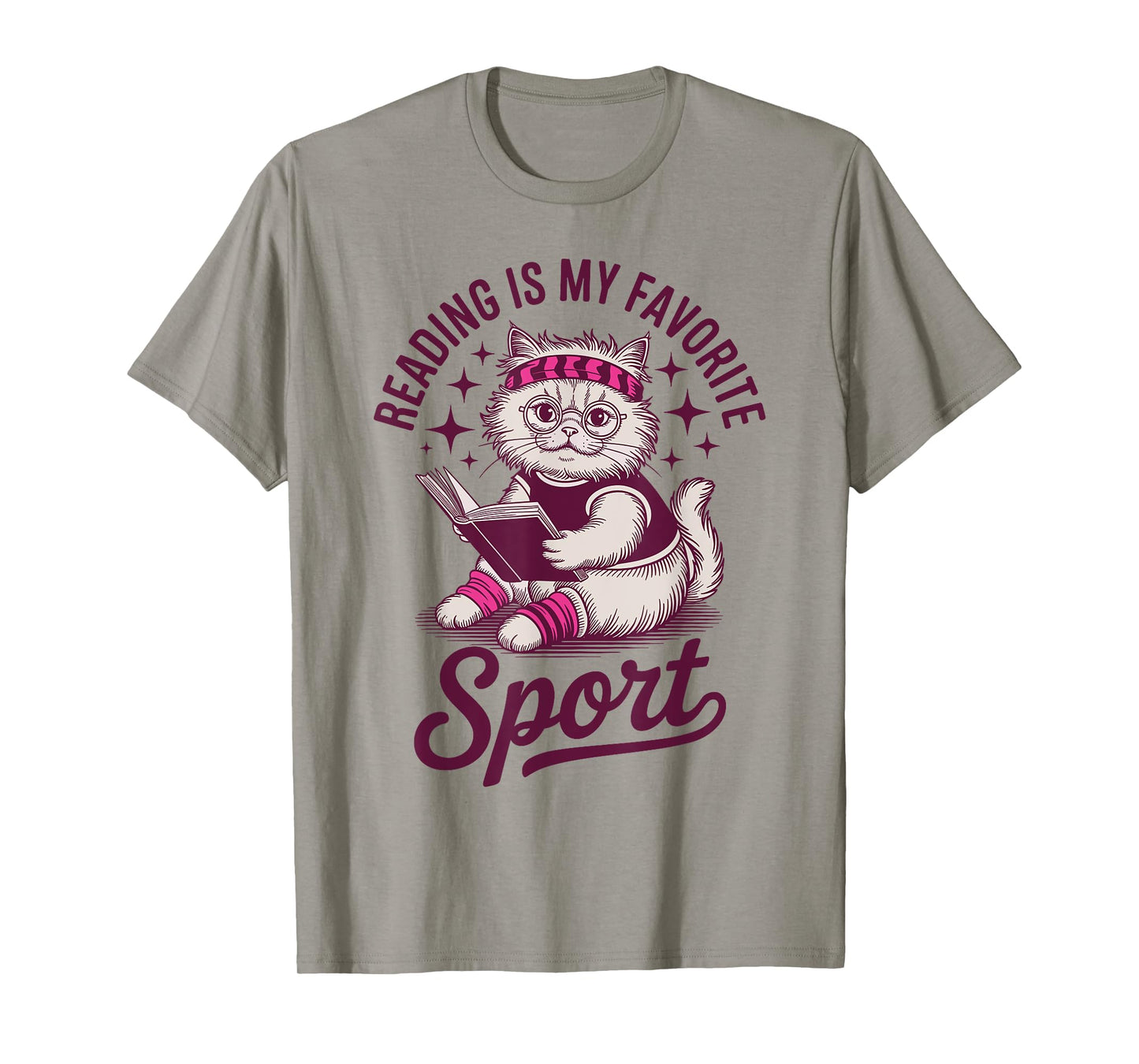Funny Cat Reading is My Favorite Sport Retro Book Lover T-Shirt