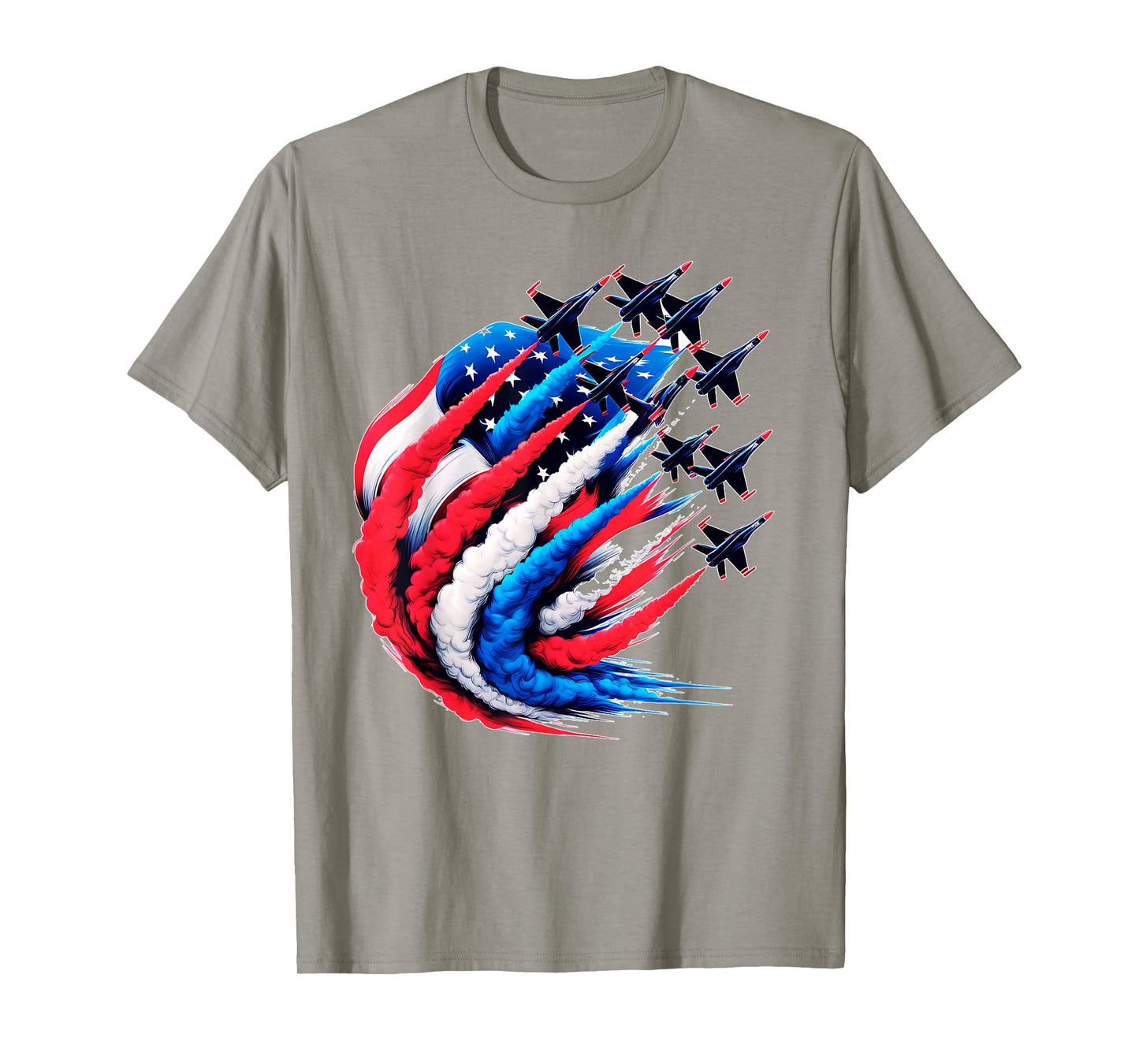 USA Flag Sky Formation 4th July Air Show Military Airplanes T-Shirt
