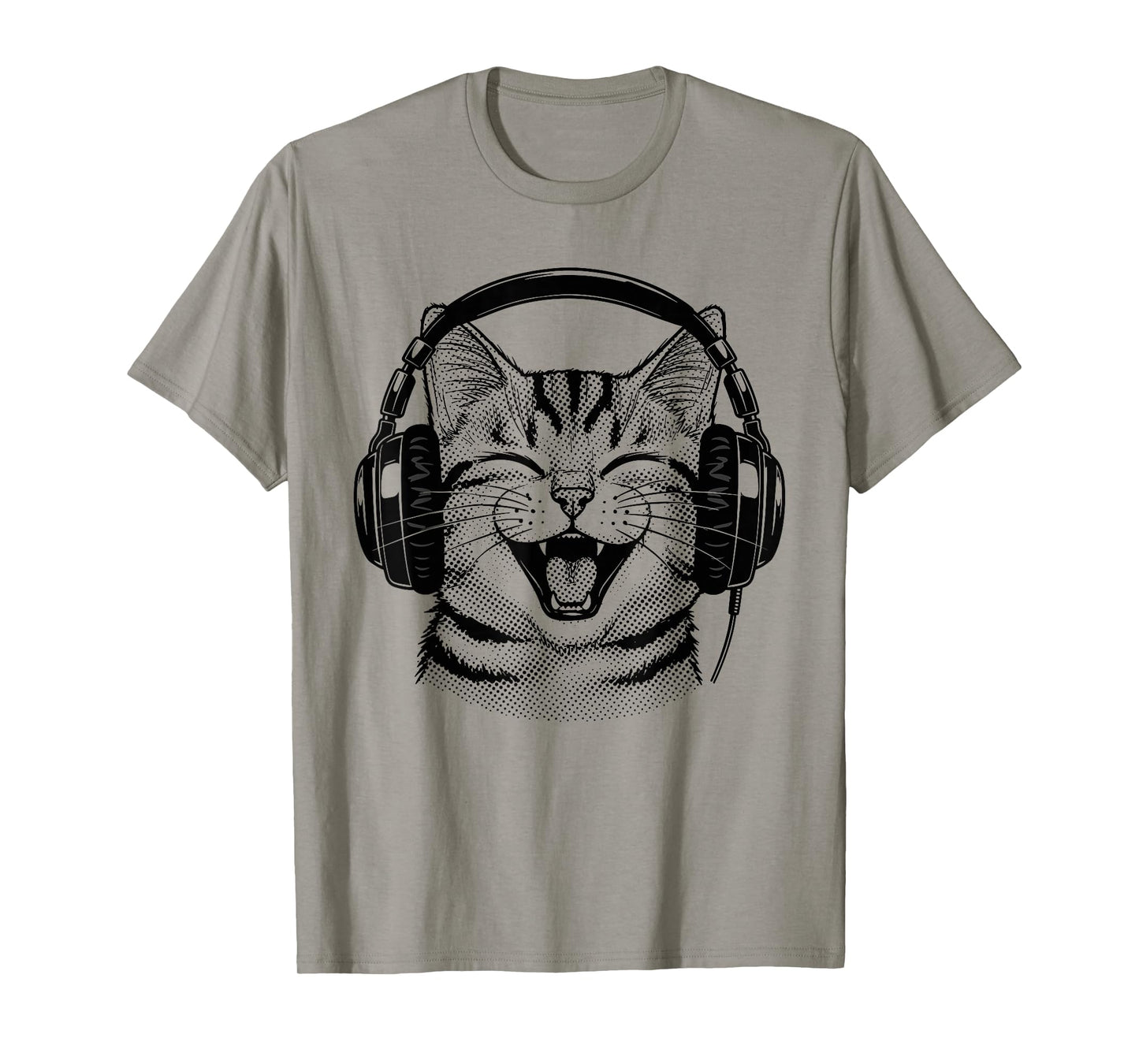 Cute Headphones Cat Funny Silly Music Cat Lover T-Shirt