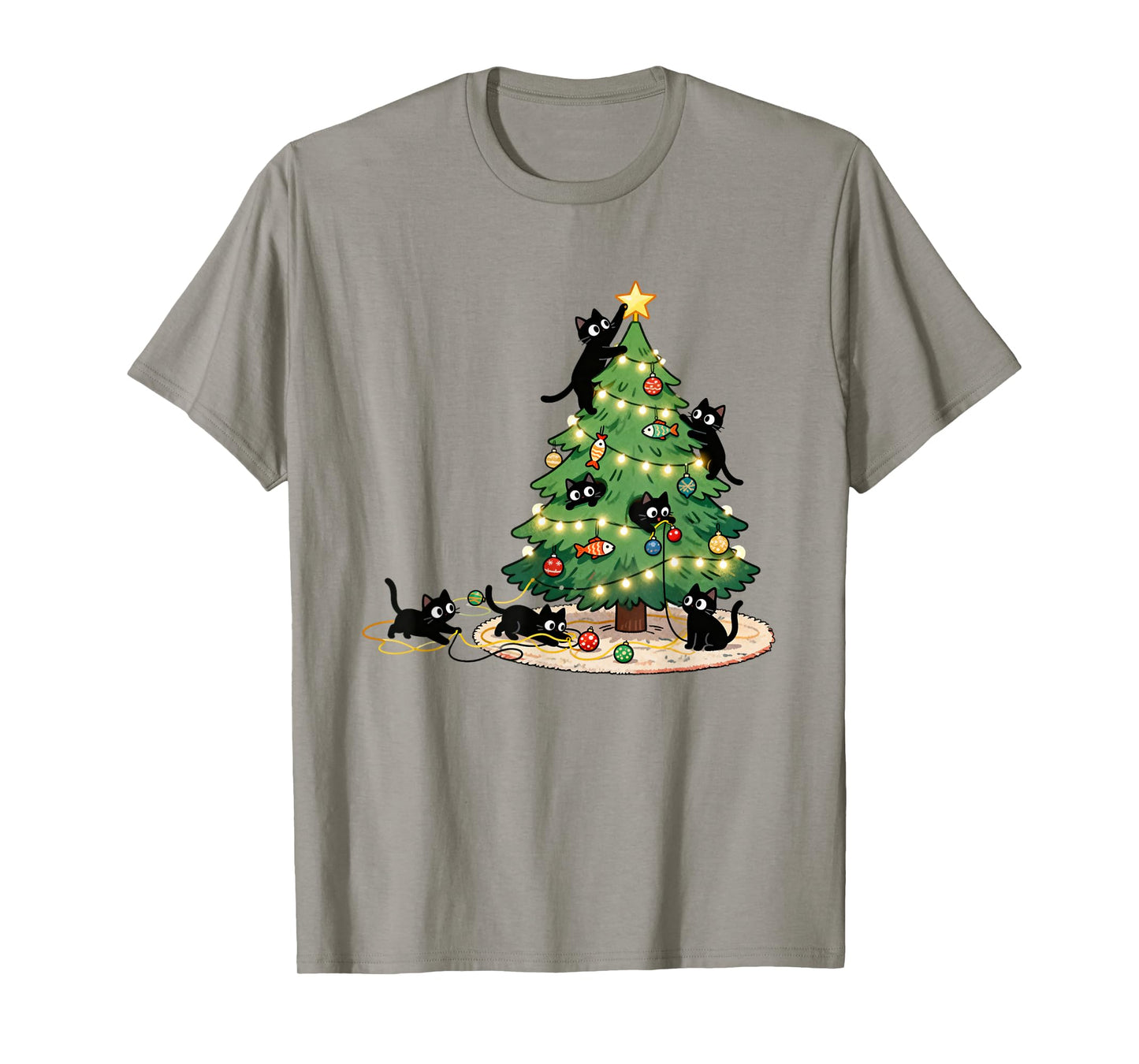 Meowy Catmas Christmas Tree Black Cats Xmas Pet Cat Lovers T-Shirt