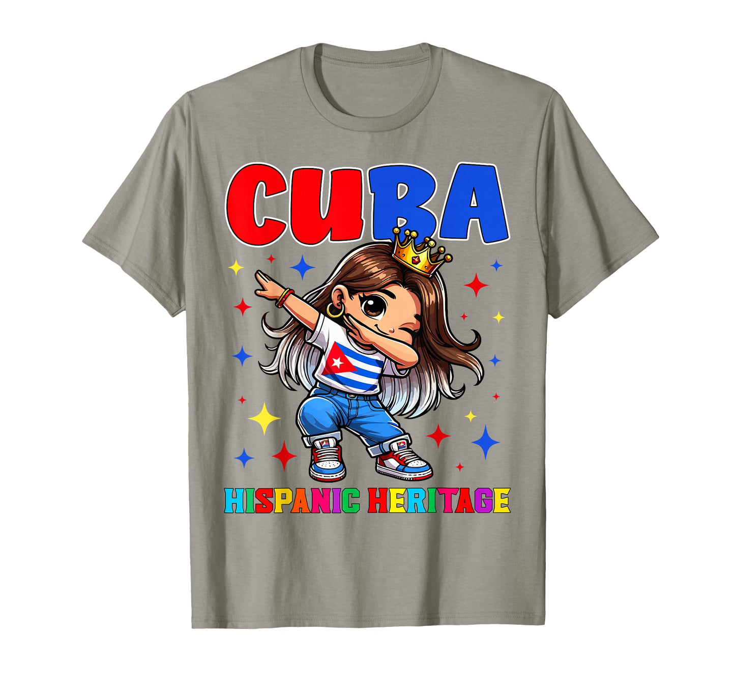 Cuba Dabbing Girl Hispanic Heritage Celebration for Kids T-Shirt
