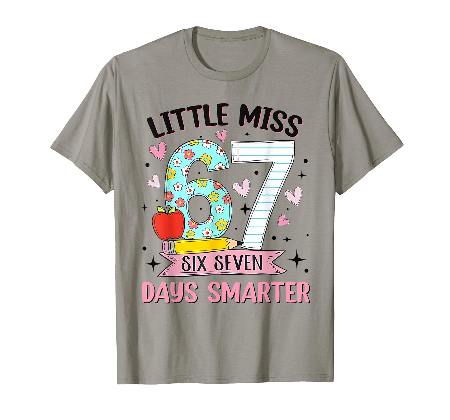 Little Miss 67 Days Smarter Coquette Bow 67th Day of School T-Shirt