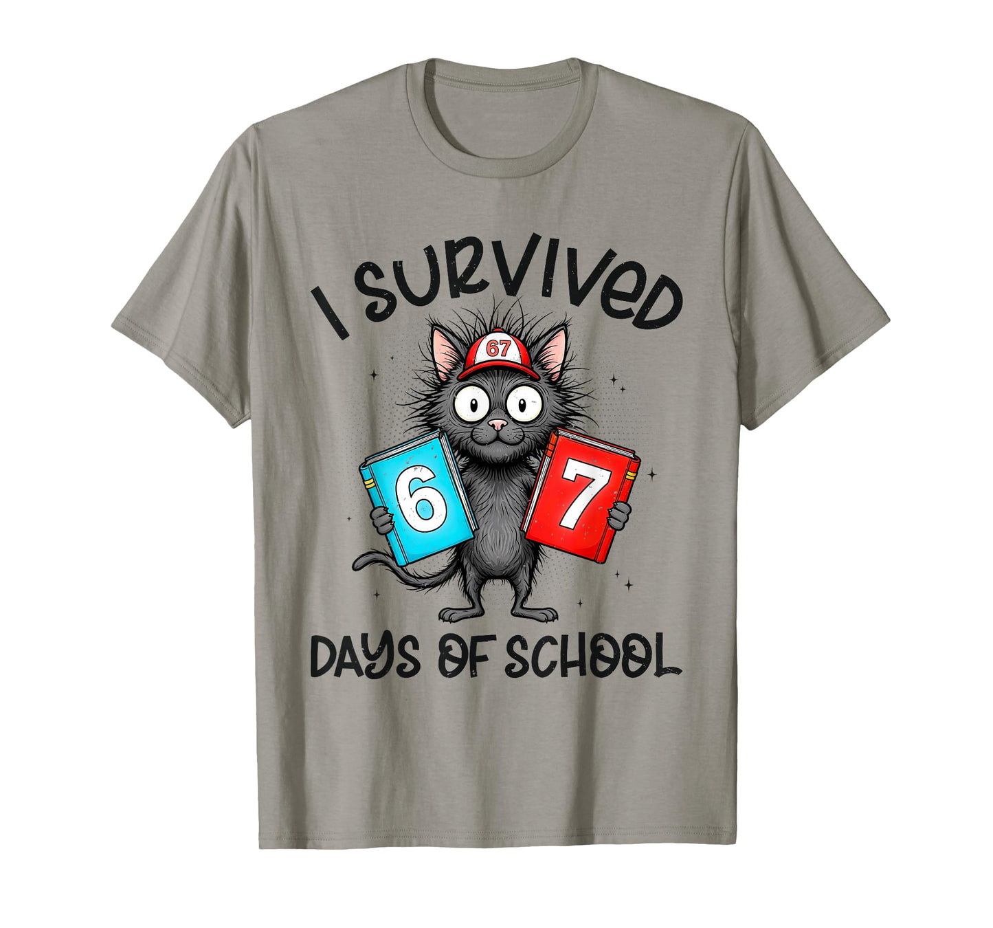 Funny i Survived 67 Days of School Cat Meme for Kids Teacher T-Shirt