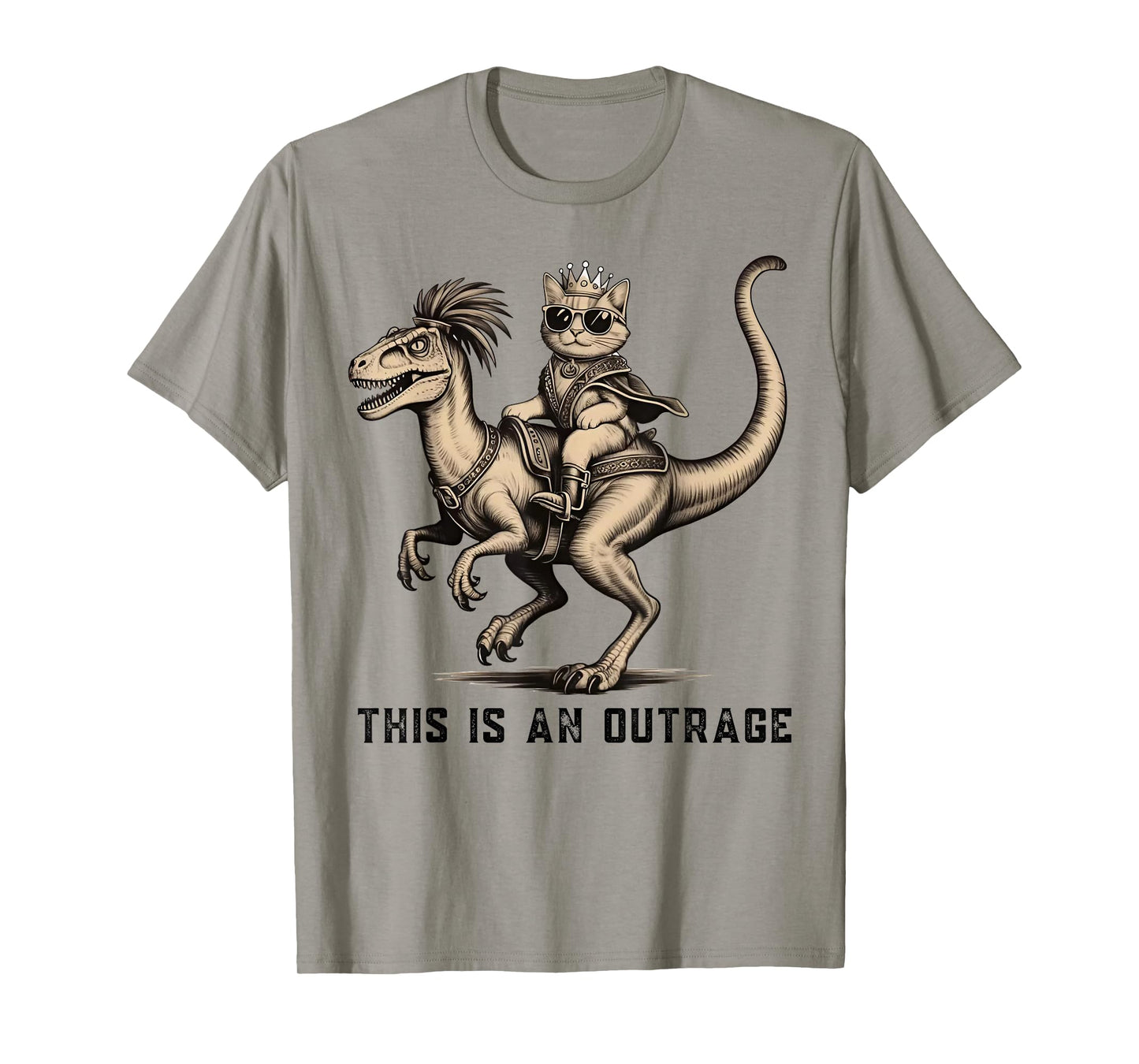 This is an Outrage - Princess Cat Riding Dinosaur T-Shirt