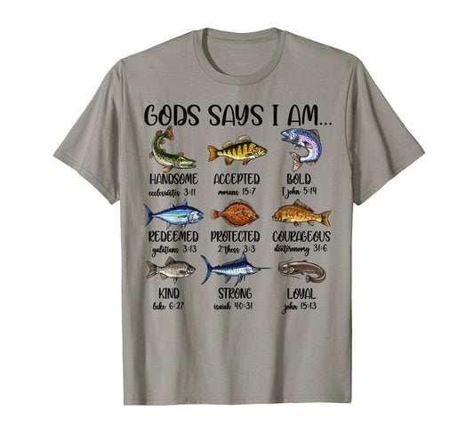 God say Am Fishing Christian Faith Toddler Boy Jesus Fishing T-Shirt