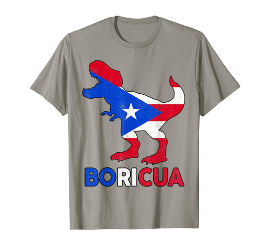 Boricua Puerto Rico Boys Dino Rican Flag Hispanic Heritage T-Shirt