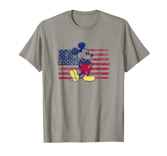 Disney Mickey and Friends 4th of July Vintage Flag Poster T-Shirt