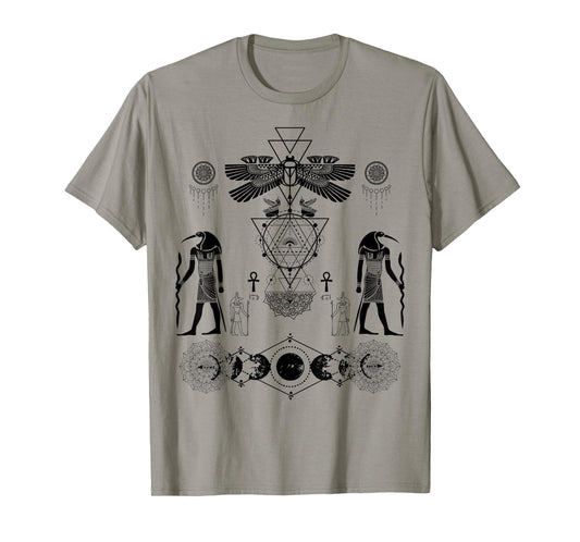 Ancient Kemetic Scarab Beetle Thoth Anubis Egyptian God Art T-Shirt