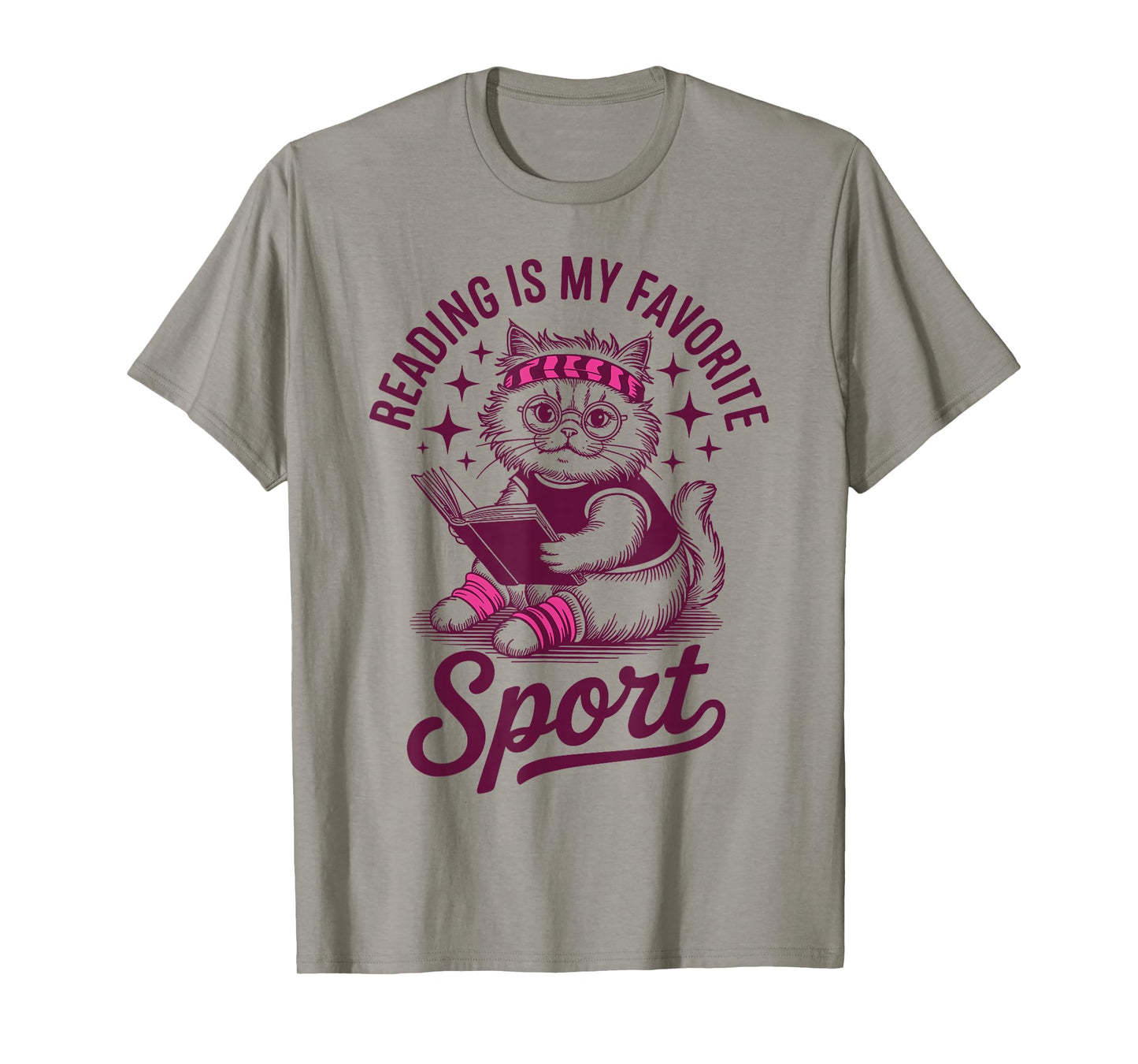 Reading is My Favorite Sport Funny Cat and Book Lover Women T-Shirt