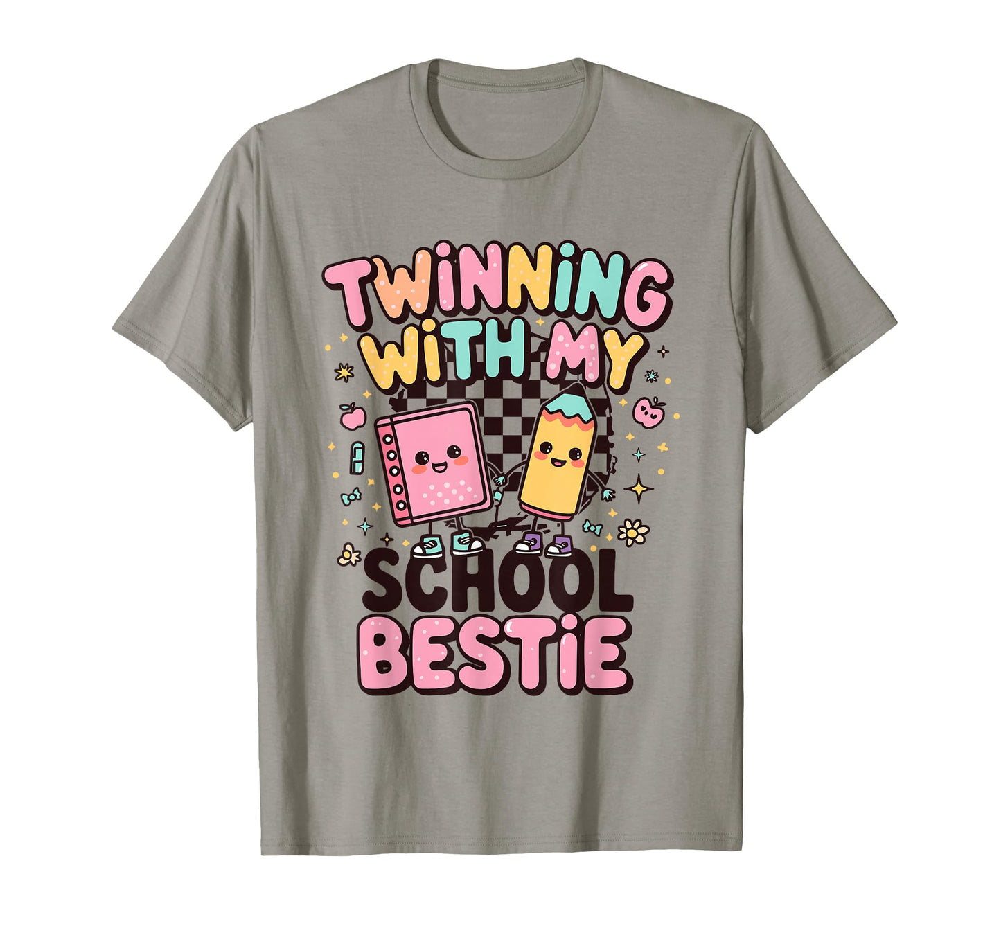 Twinning with My School Bestie Cute Matching Friend Twin Day T-Shirt
