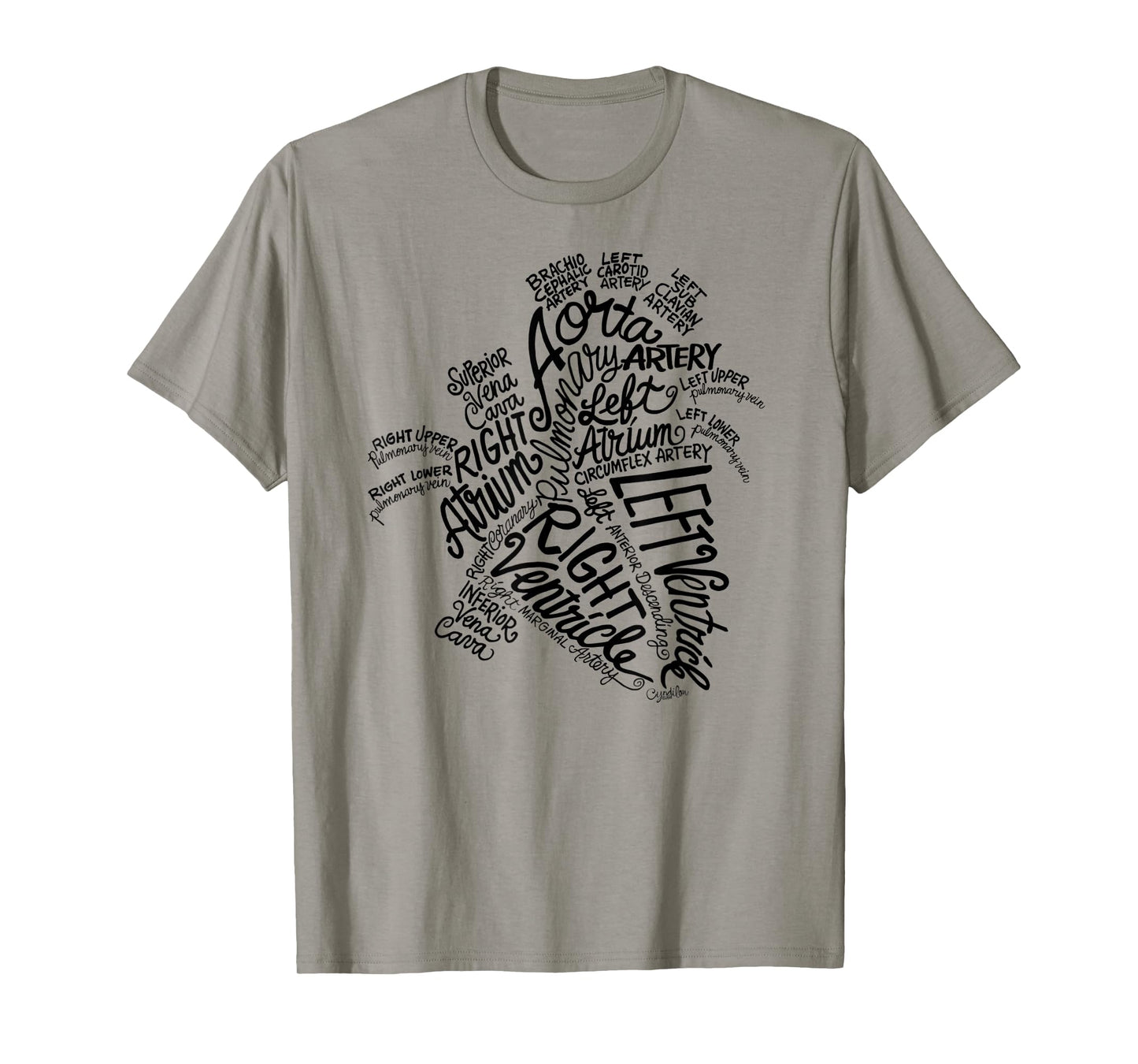 Anatomical Heart Medical Word Art Cloud in Black T-Shirt