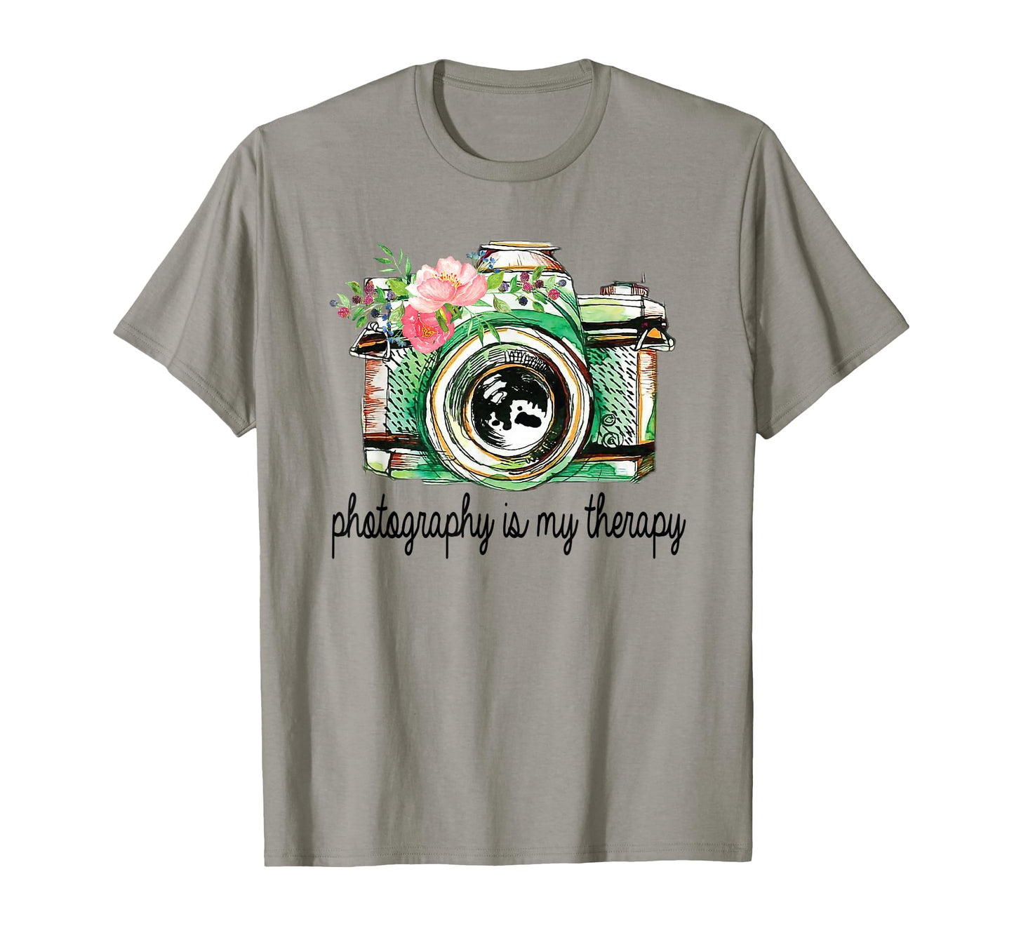 Photography Is My Therapy Vintage Camera With Flowers T-Shirt