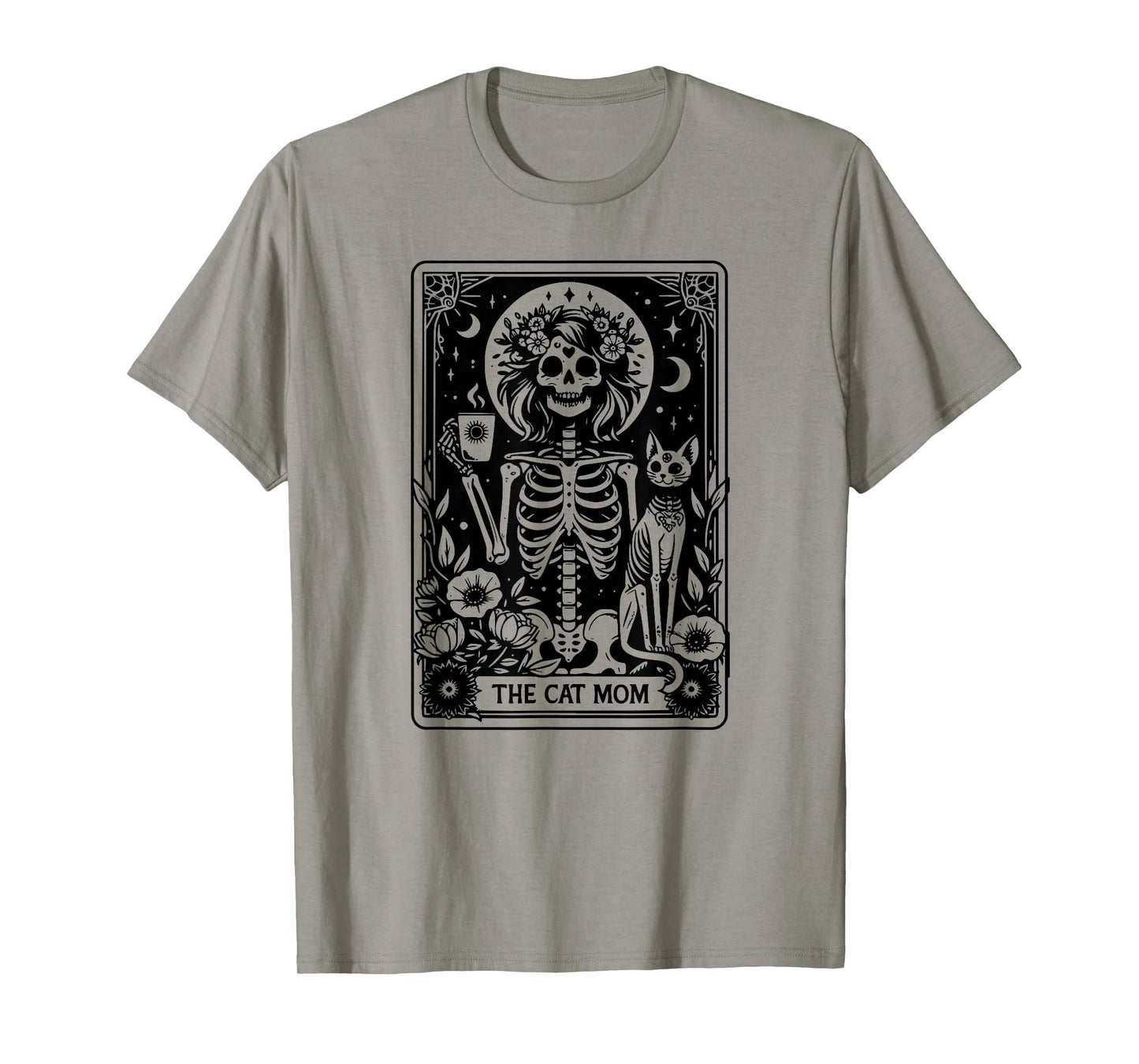 Skeleton The Cat Mom Tarot Card, Funny Cat Mama Mother's Day T-Shirt