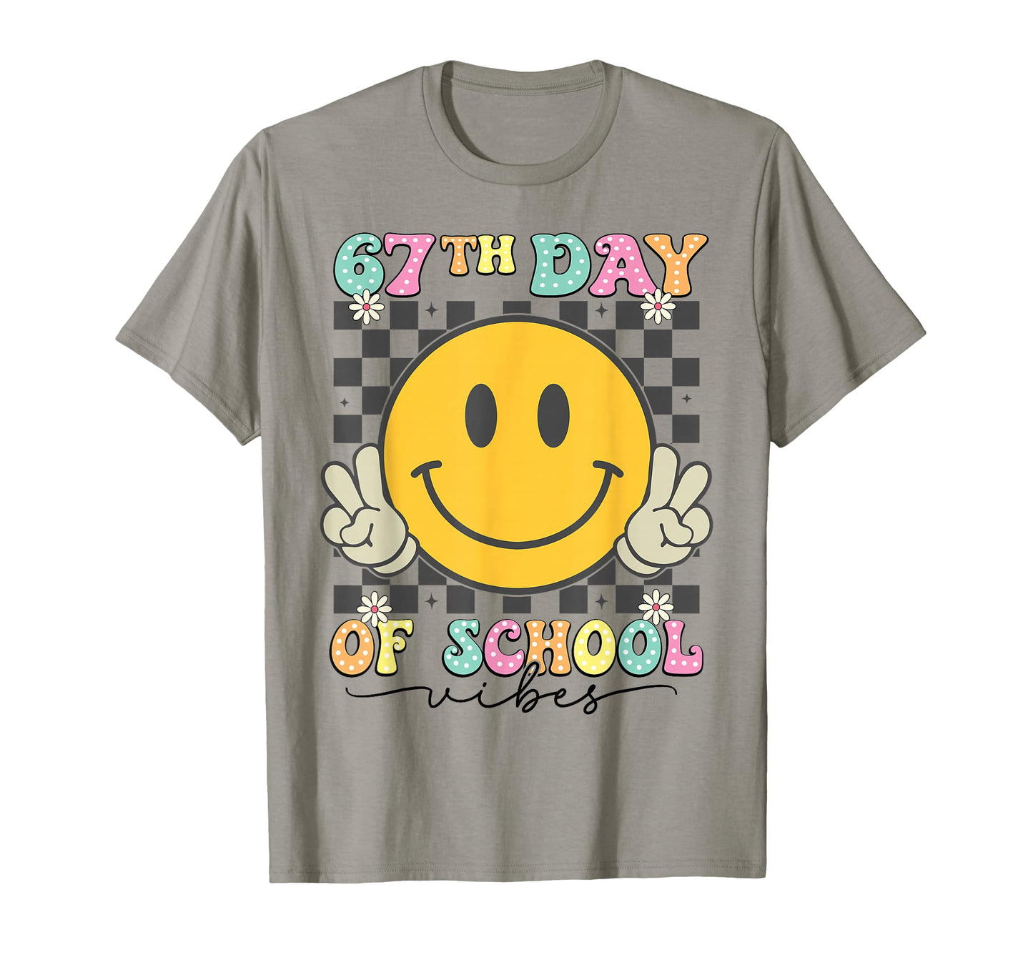 67th Day of School Vibes Groovy 67 Meme Teacher T-Shirt