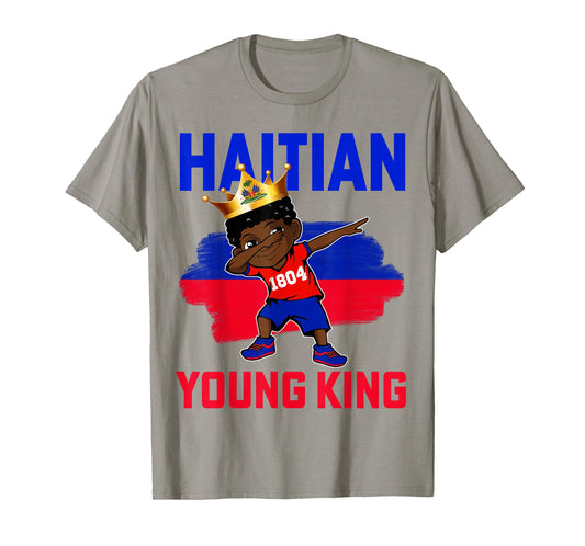 Haitian Young King Haiti Flag Melanin for Black Boys Kids T-Shirt