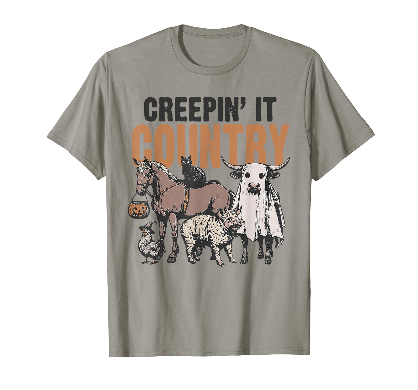 Country Halloween Creepin' It Country Farm Animals Farmers T-Shirt