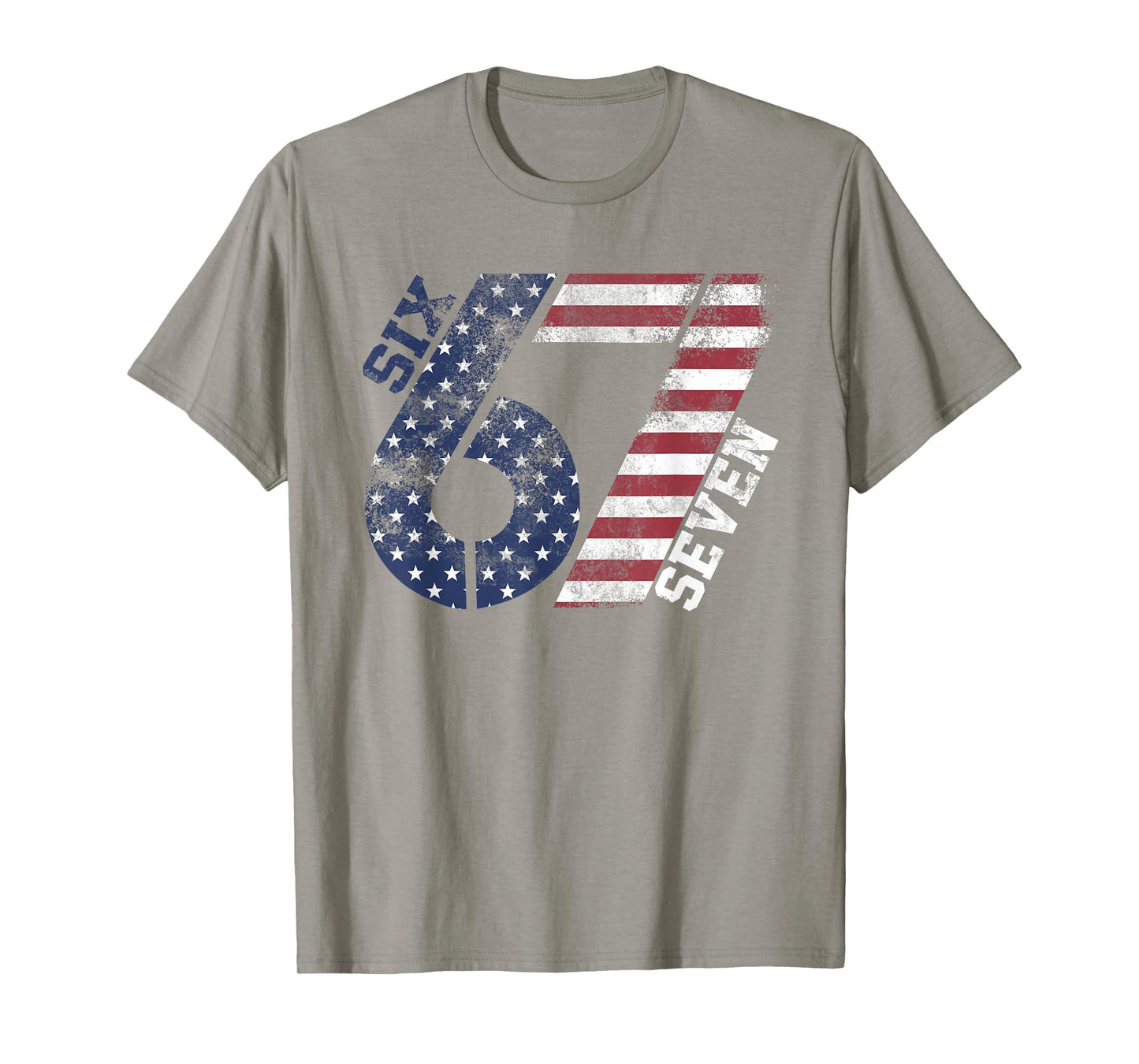 Six Seven USA Flag Pattern 67 Meme Patriotic Kids Men Women T-Shirt