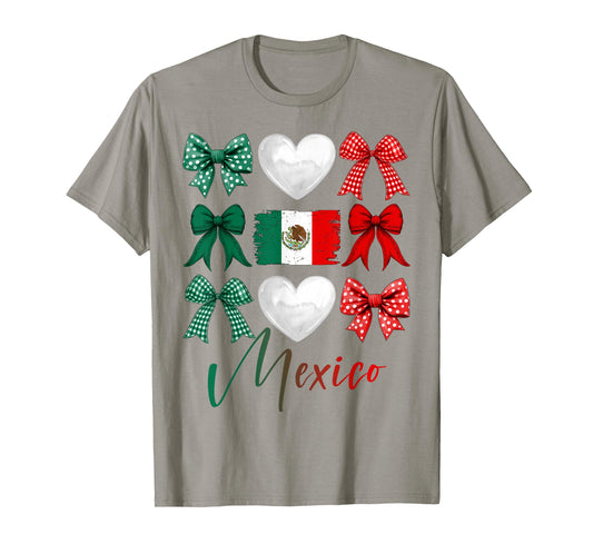Mexico Hispanic Heritage Month Bow Mexican Flag Girls Women T-Shirt