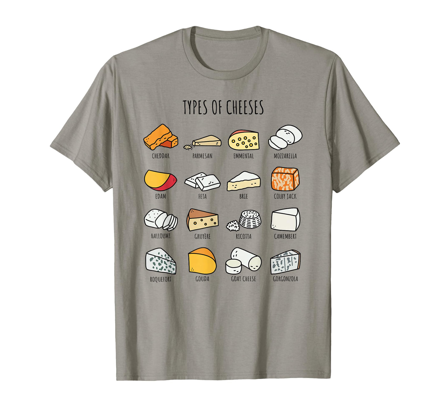Cute Cheese Types Funny Dairy Food Lover T-Shirt