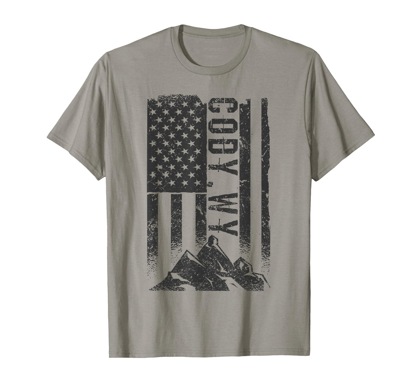 American Flag Patriotic Cody Wyoming Mountains T-Shirt