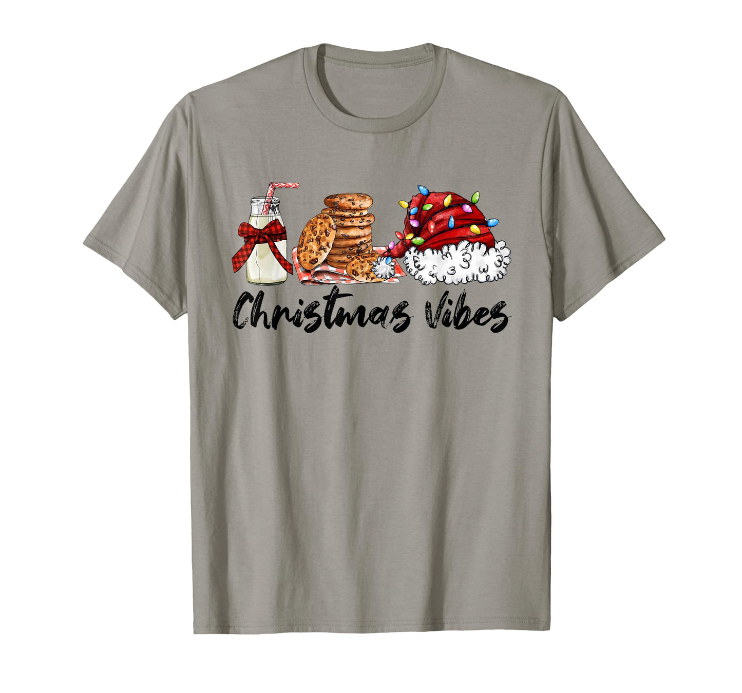 Christmas Vibes Santa Milk and Cookies Xmas Lights T-Shirt