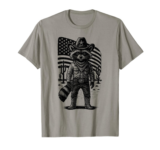 Vintage Raccoon Cowboy | Trash Panda USA Western Country T-Shirt