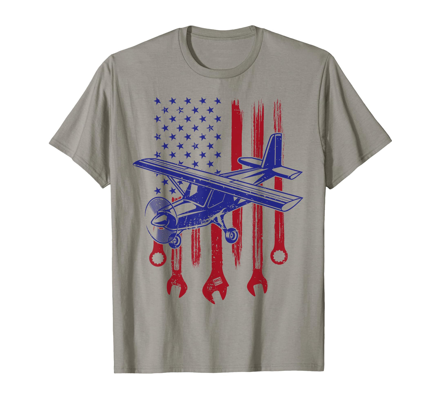 Aircraft Mechanic American Flag Airplane Vintage Gifts Men T-Shirt
