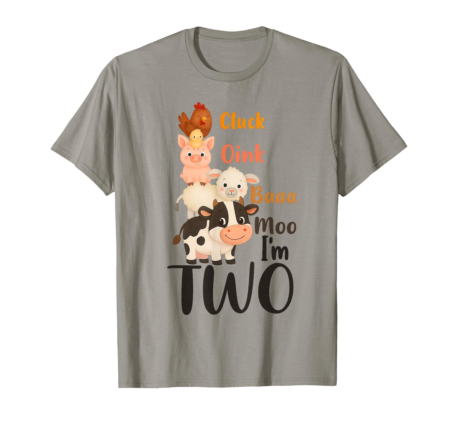 Cluck Oink Baa Moo I'm Two Farm Theme Birthday Funny T-Shirt