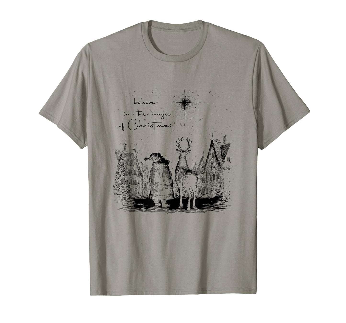 Believe in The Magic of Christmas Santa Reindeer Xmas Pajama T-Shirt