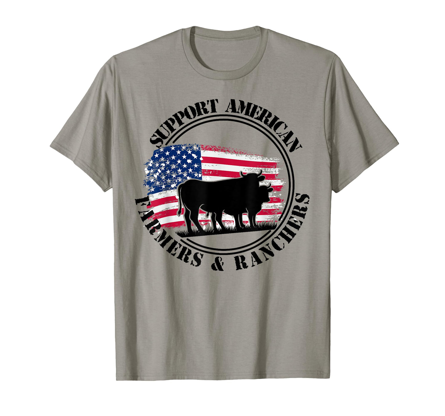 American Flag Patriotic Support American Farmers & Ranchers Women Men T-Shirt